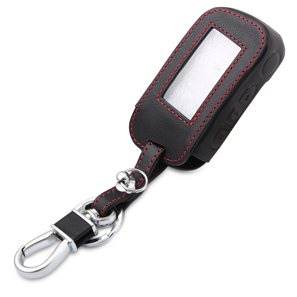 Leather Key Case For StarLine A39 A96 A93 A36 A63 2-Way Car Alarm System LCD Black Leather Remote Control Keychain Cover