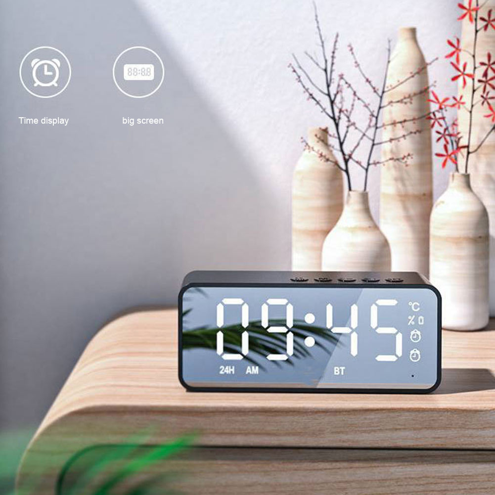 Digital Alarm Clock With Wireless Speaker Mini Household -compatible LED Display USB Rechargeable For Bedroom FM Radio