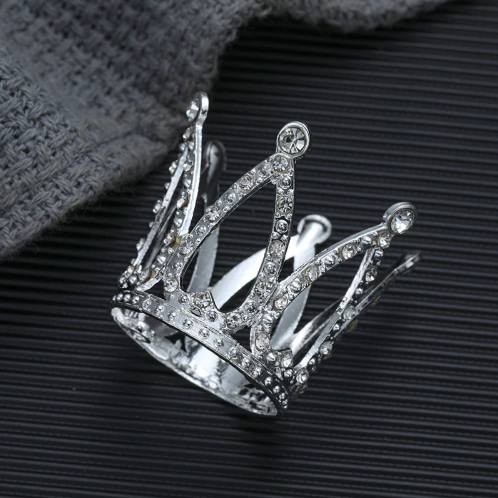 Party Supplies Metal Mini Crown Cake Topper Romantic Heart Crystal Rhinestone Tiara Cute DIY Cake Decoration Wedding: Deep Sapphire