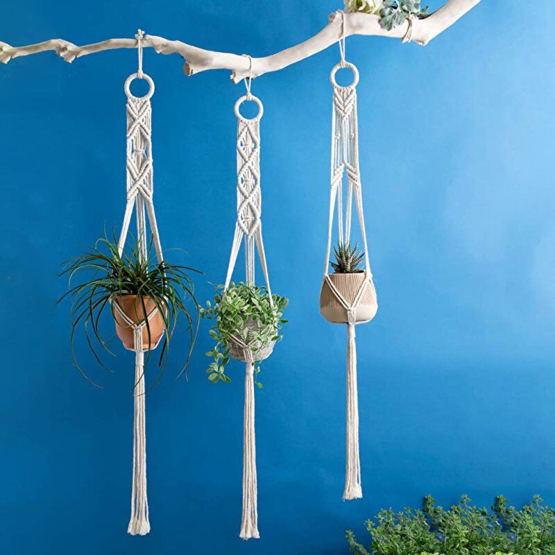 Handgemaakte Geknoopte Macrame Plant Hanger Bloem/pot Hanger voor Wanddecoratie Countyard Tuin