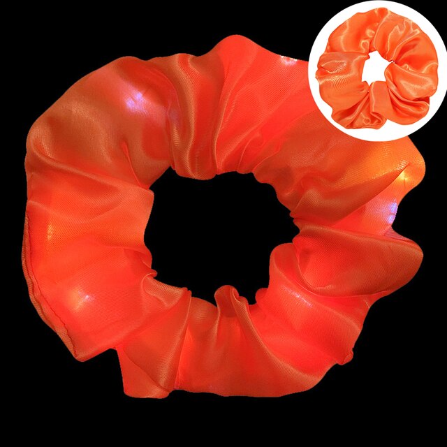 1pc LED Luminous Women Girls Hair Rope Flashing Ponytail Holder Light Up Elastic Hair Bands Hair Accessories Glow Party Supplies: orange