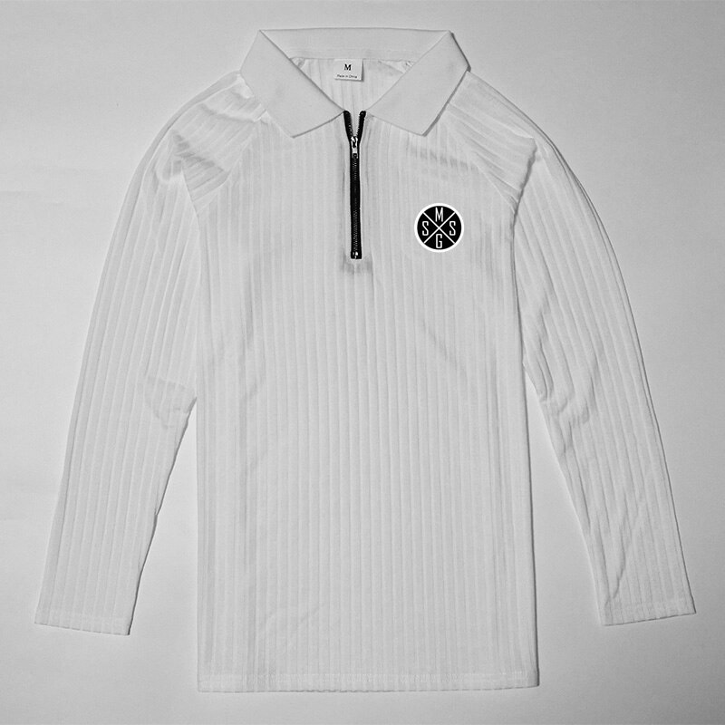 Merke gensere herre klassisk casual turn-down krage pull homme slim fit tynne gensere menn høst vinter polo strikkeplagg: Hvit / M