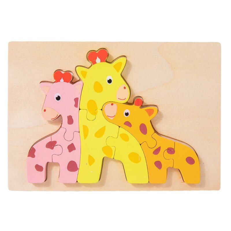 Kids 3D Puzzles Jigsaw Wooden Toys For Children Cartoon Animal Traffic Puzzles Intelligence Children Early Educational Toys: deer