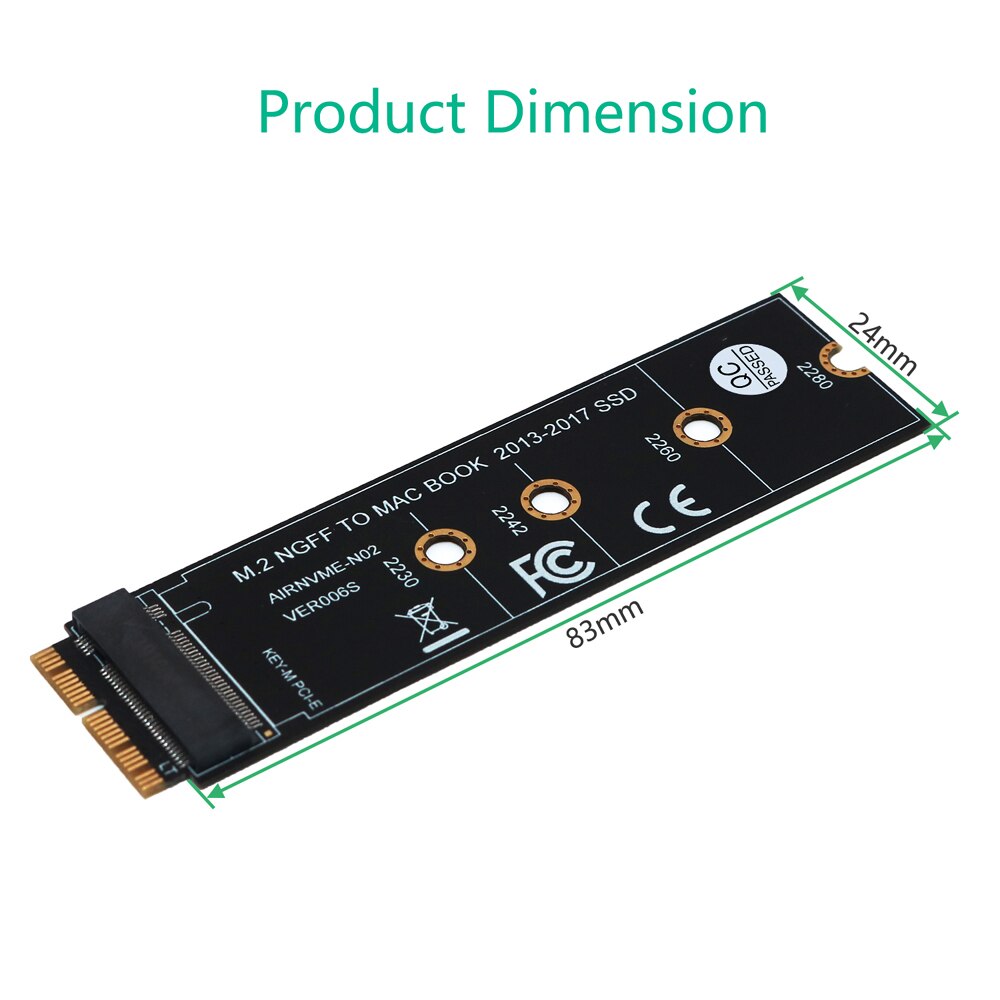 M .2 adapter m .2 ngff pcie ahci ssd adapter til macbook air  a1466 pro  a1398 a1502 a1419 til apple ssd adapter