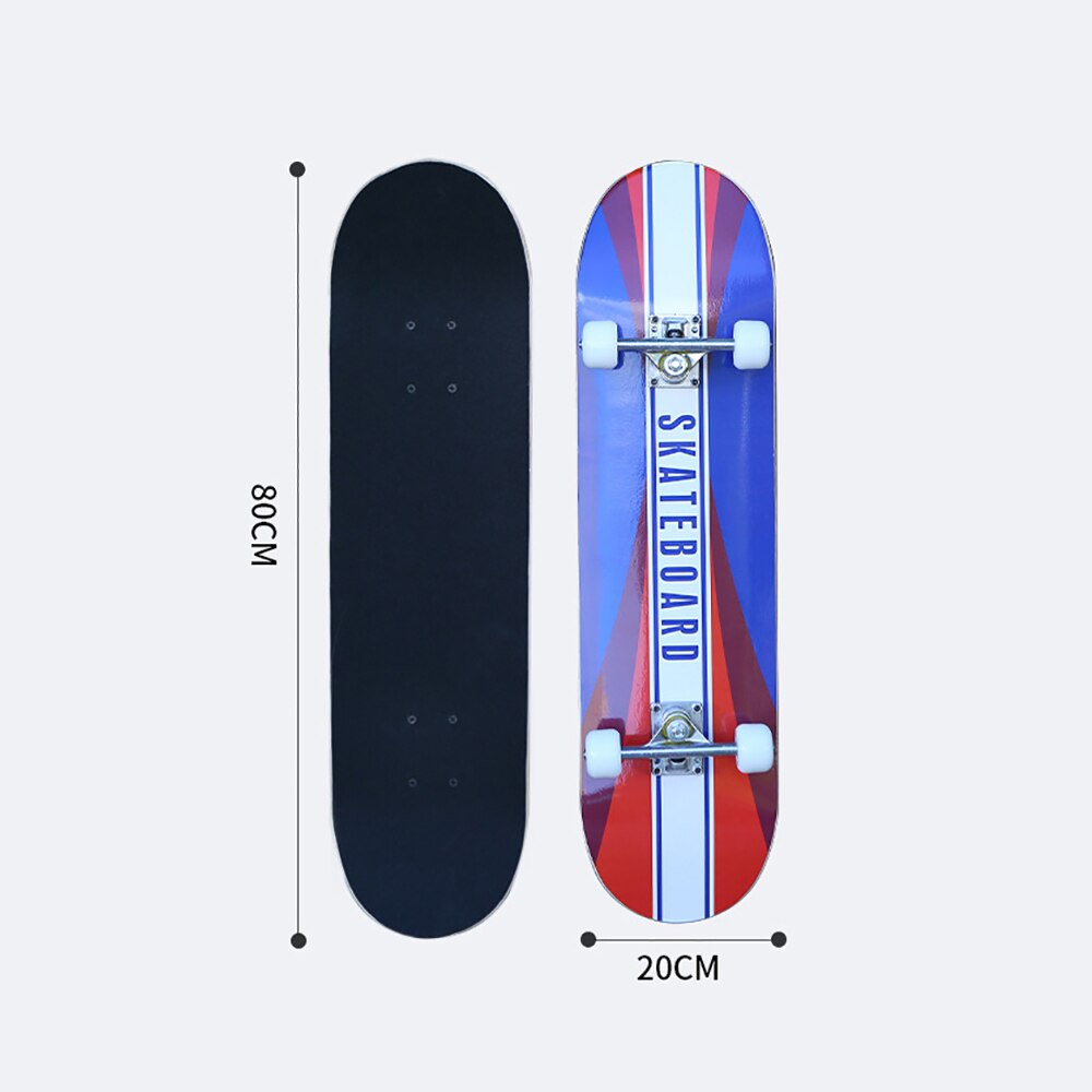 Maple Skateboard Adult Children Four-Wheel Aluminum Alloy Double Tilt Skateboard Sticker Pattern Long Board Teenager