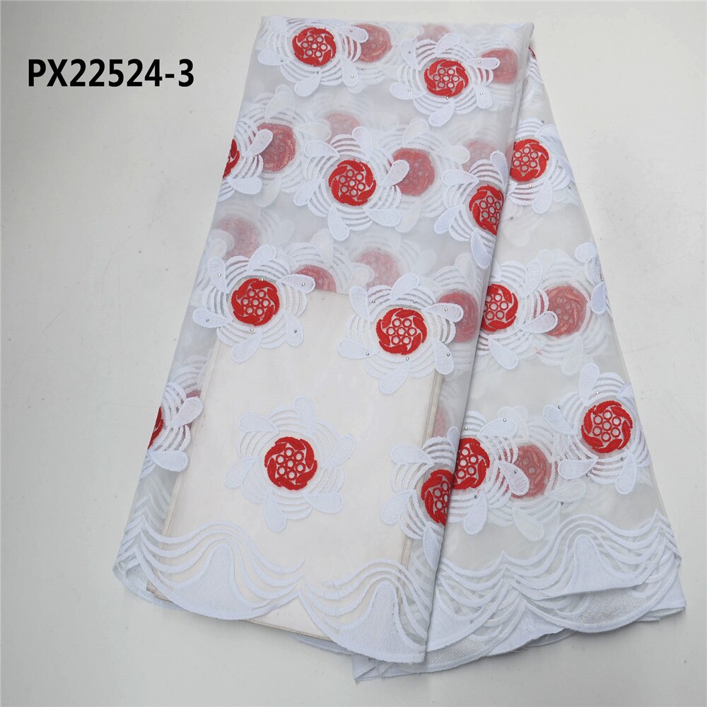 Nigeria white mesh lace embroidery fabric party dress: 3