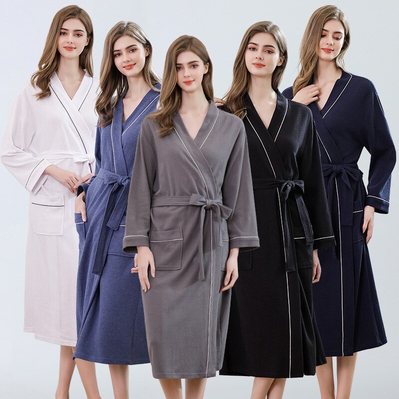 Summer Couple Waffle Bathrobe Woman Water Absorption Hotel Nightgown Robes for Women Bridesmaid