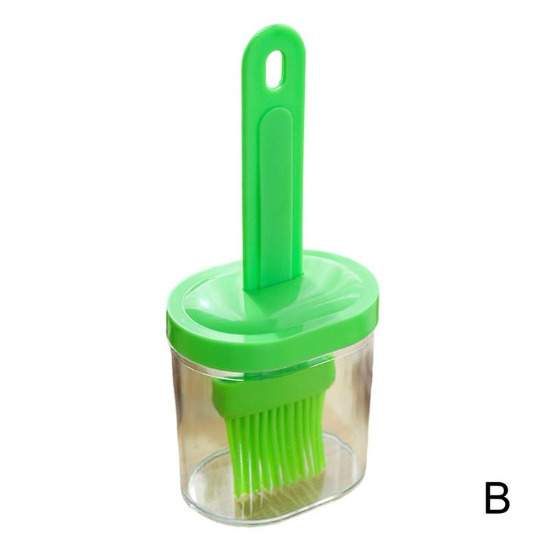 Silicone BBQ Oil Bottle Brush With Cover Integrated Grill Oil Brush For Home Kitchen Baking Tools 8 Color: B