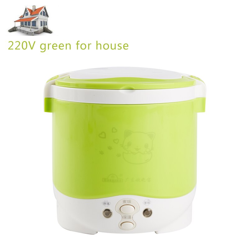 Cuiseur de riz 1l, utilisé dans la maison, 110v à 220v ou voiture 12v à 24v, suffisant pour deux personnes avec des Instructions en anglais: 220V green for house