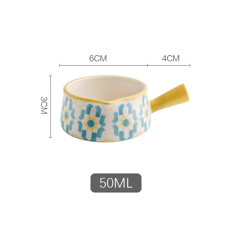 Ceramic Mini Milk Jug With Handle Japanese Sauce Saucer Coffee Sugar Bubble Pot Flower Pattern Kitchen Tableware: N