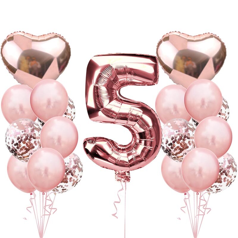 Søde 1st fødselsdag rose guld tal balloner 2 3 4 5 6 7 8 9 års fødselsdagsfest dekorationer børn konfetti ballon børns xn