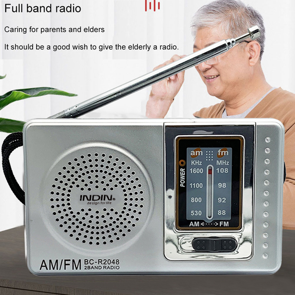 Portable Mini Radio Dual Band AM FM Radio Outdoor Emergency Radio Built-in Speaker Stereo Music Player Telescopic Antenna