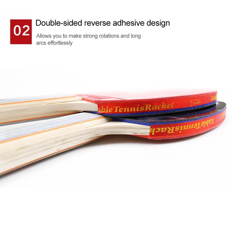 2pcs/lot Table Tennis Racket Long Handle Short Handle Carbon Blade Rubber With Double Face Pimples Ping Pong Rackets With 4 Ball