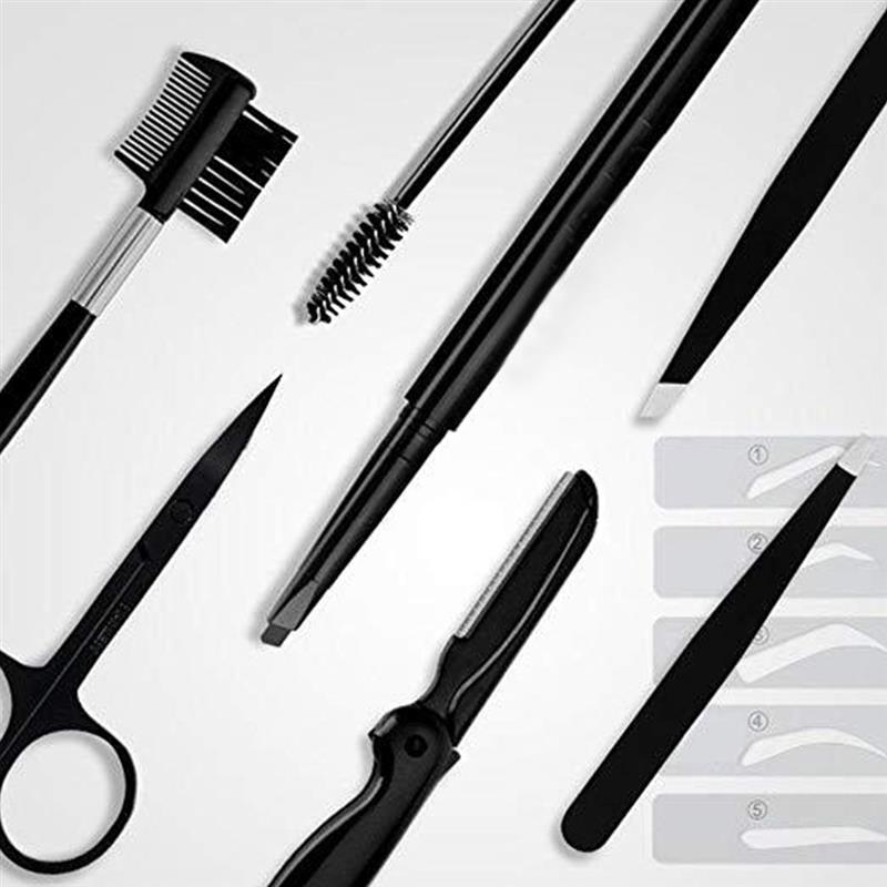 12PCS/1Set Eyebrow Kit Portable Eyebrow Grooming Set Eyebrow Trimming Kit for Men DIY Makeup Eyebrow Defining Tools Kit