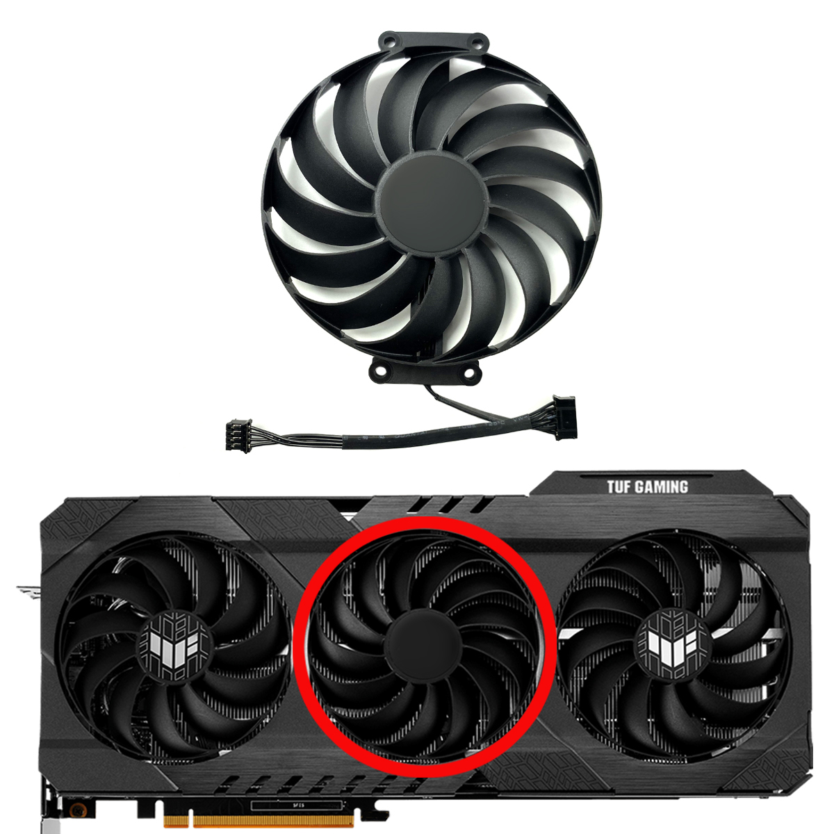 For ASUS TUF RX6700XT 6800 6800XT 6900XT 6950XT GAMING OC Graphics Card Replacement Fan: Brown