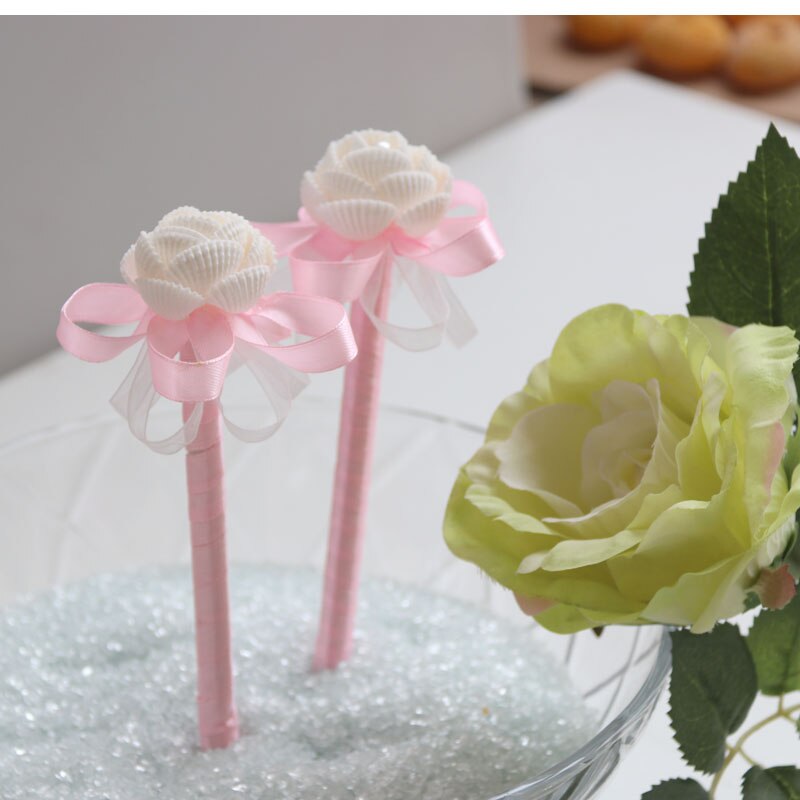 (2 Stks/set) Custommade Shell Handtekening Pen Voor Strand Bruiloft Natuurlijke Shell Schelp Receptie Tafel Chic Decor