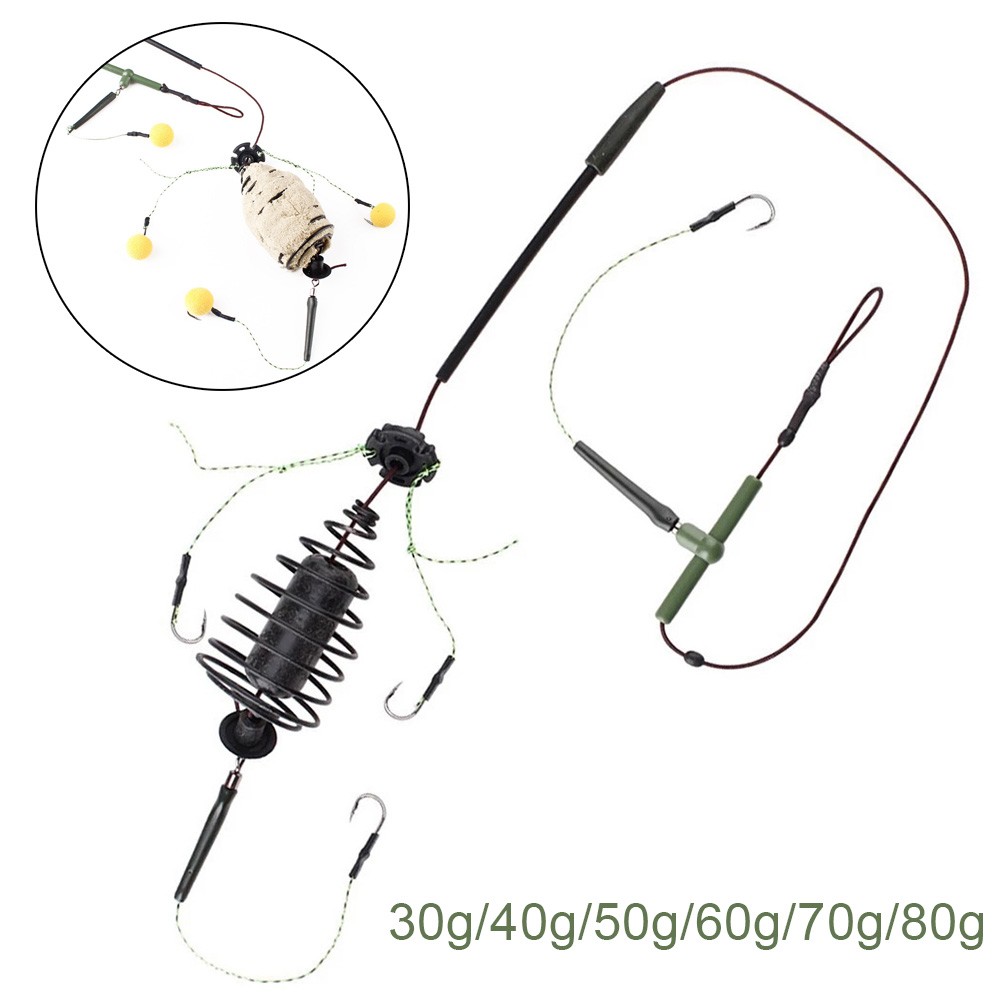 Jaula de cebo de Pesca de carpa, alimentador de grupo, cuerda de plomo, gancho, cesta de cebo, Juego de Pesca, accesorios de aparejos de primavera