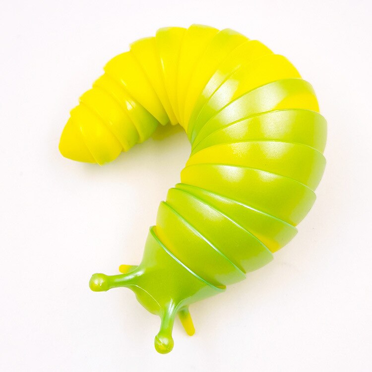 Fidget Slug Articulated Slug Finger Flexible Fidget Sensory Toys Anti-Anxiety Relief Year Chritmas for Aldut Chidlren: green yellow
