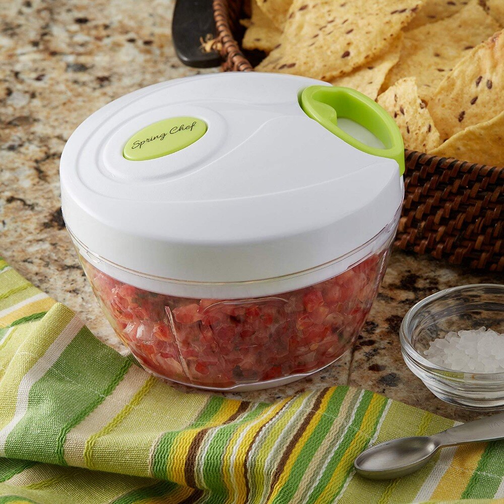 Handleiding Voedsel Chopper, Pull Hand-Aangedreven Ui/Groente/Fruit Dicer met Roestvrijstalen Messen