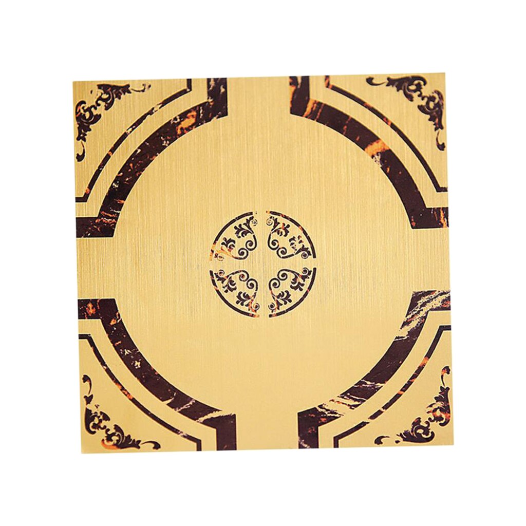 Removable Self Adhesive Floor Stickers PVC Brushed Gold: Style08-60x60cm 40x