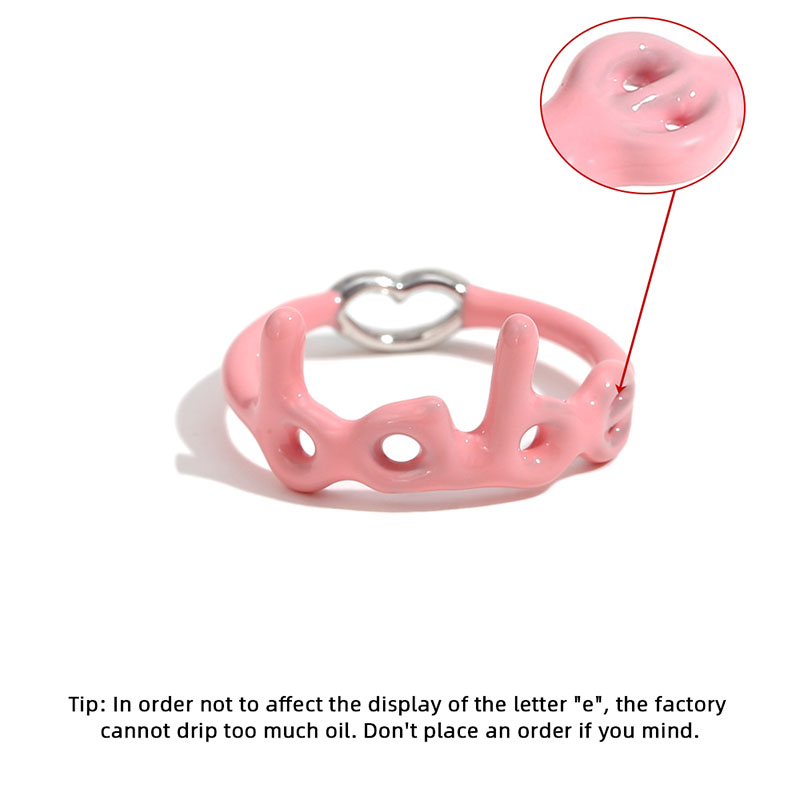 Glowshe Trend Copper Dripping Oil Lip Letter Ring Birthday Party Jewelry Girl's Cute Accessories: 8 / ROYAL BLUE