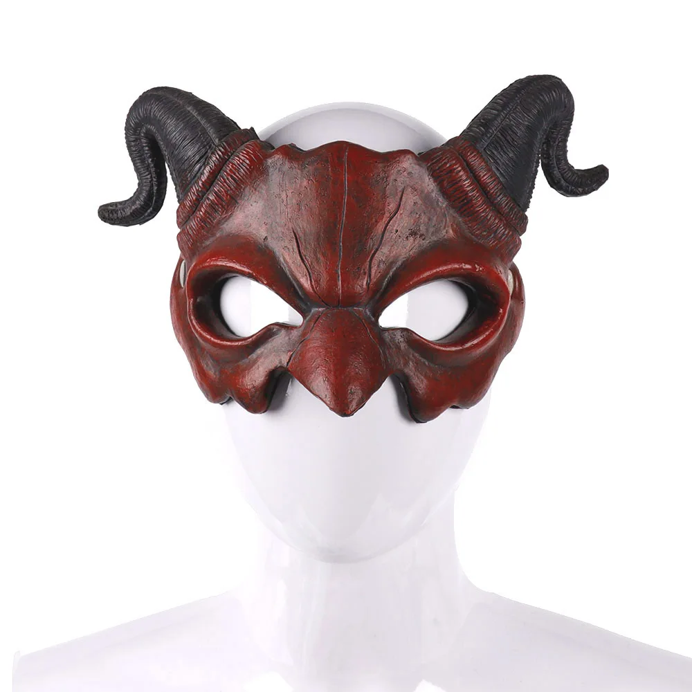 Halloween Devil Horror Half Face Mask Scary Horn Ghost Mask Monster Cosplay for Halloween Cosplay Costume: WHITE