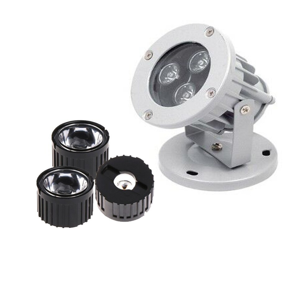 Juego de 10 lentes LED de alta potencia 1W 3W 5W lentes PMMA de 20MM con soporte 5 8 15 25 30 45 60 90 120 grados para cuentas de luz de 1, 3 y 5 vatios