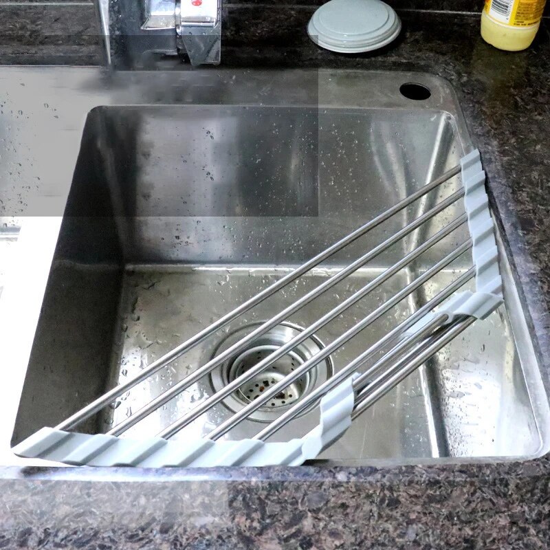 Küchen spüle Wasserfilter Regal faltbare dreieckige Spüle Lagerbier Regal Abfluss Regal Edelstahl Lagerung für Schalen und Essstäbchen