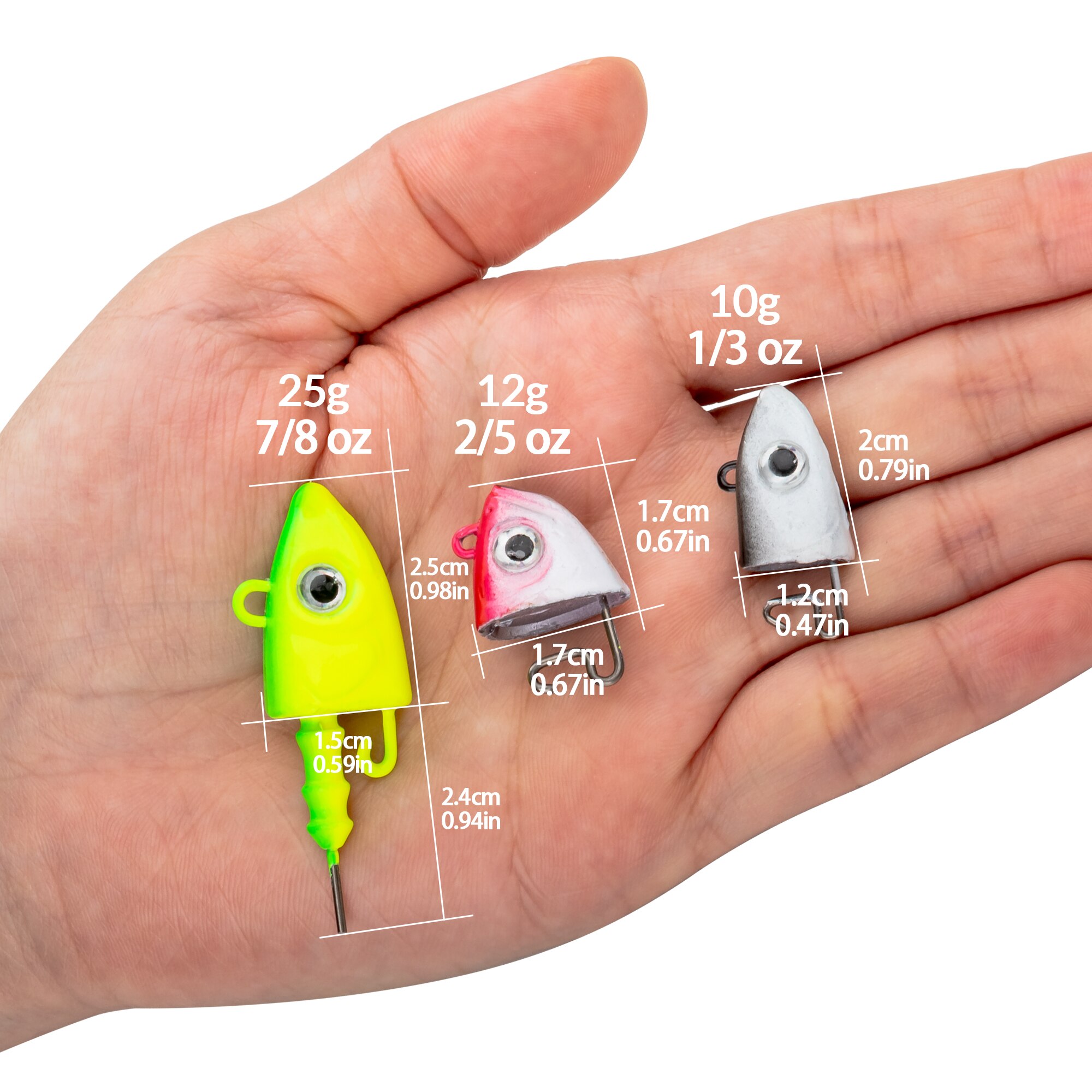 THKFISH – hameçons de pêche à tête plombée, 2 pièces, 10g 12g 25g, têtes de gabarits oculaires, appât dur # Crochet barbelé en acier à haute teneur en carbone 3/0 pour vers souple