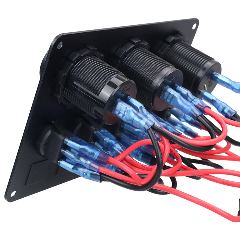 12 v 24 v Für Boot Yacht 5 Gang Marine Boot Schalter Panel Led Wasserdichte Schaltung Mit Voltmeter Dual USB ladegerät Panel Schalter