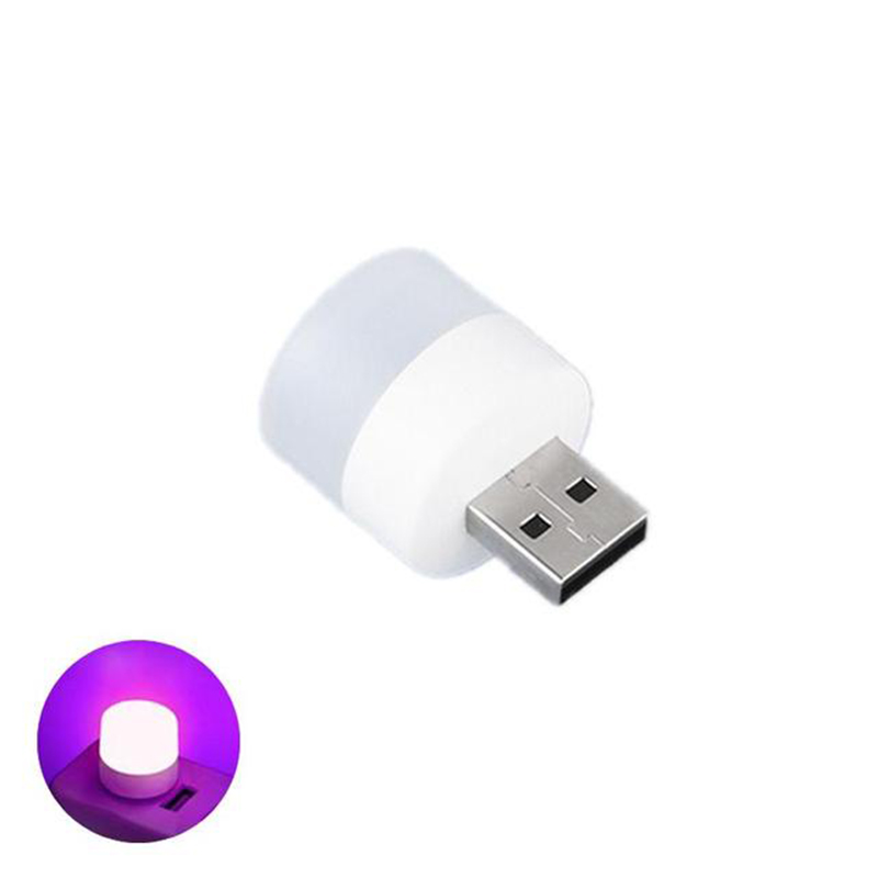 Usb-nattlampa mini led-kontaktlampa powerbank laddningsboklampor små runda läs- och ögonskyddslampor utomhus bärbara: Lila