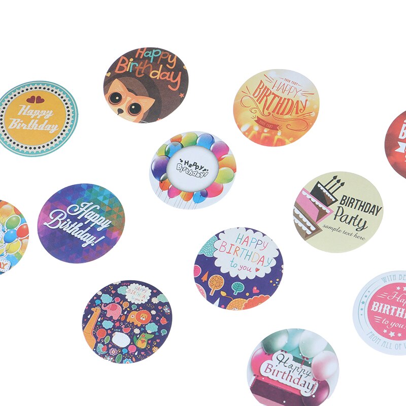 38Pcs Cute Label Sticker Happy Birthday Decorative Paper Sticker Diy Scrapbooking Stamp Self Adhesive Sticker Boxed Sticker