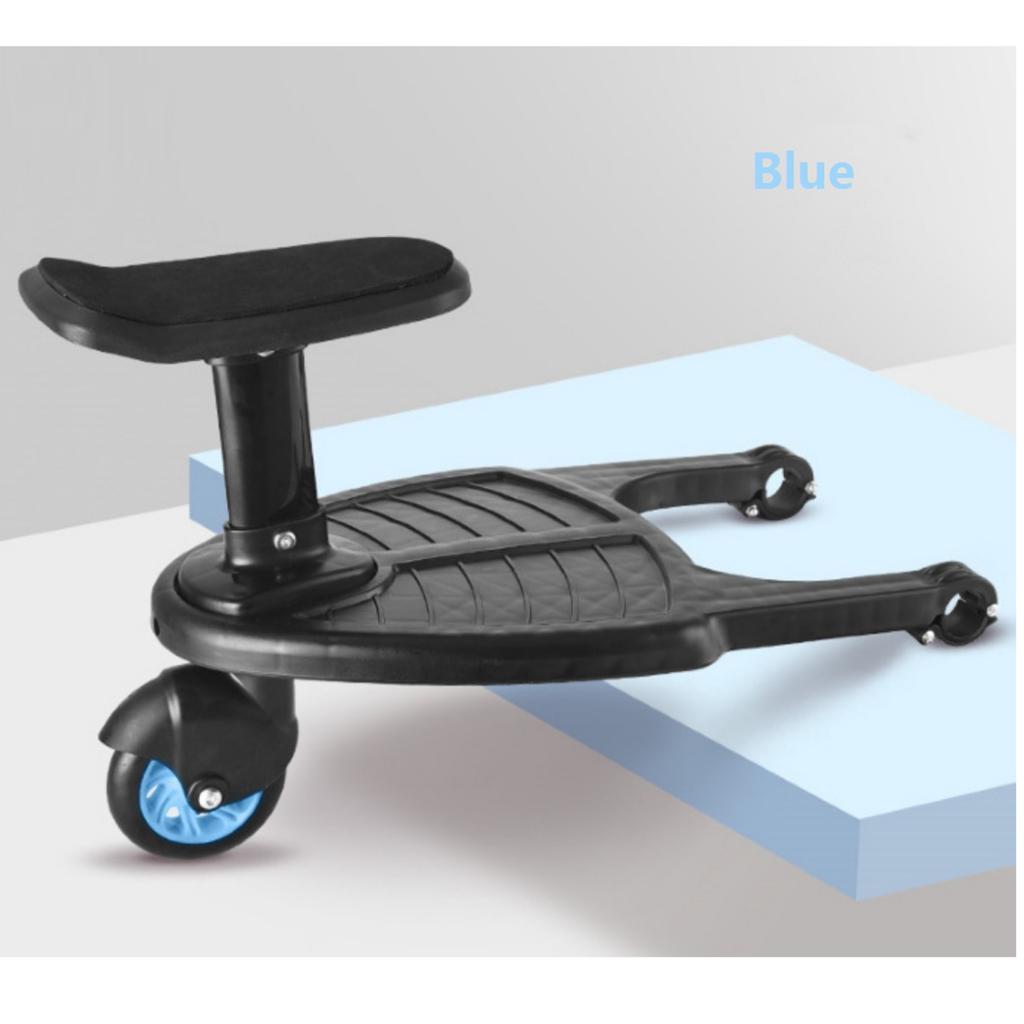 Baby klapvogn med sæde børn barnevogn hjul stående board pedal: Blå