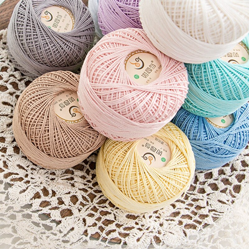 50g/ball 5# Lace Yarn 3 ply 100% Cotton for Hand Knitting Crochet Thin Thread for DIY Pillow Lace Supplies Soft