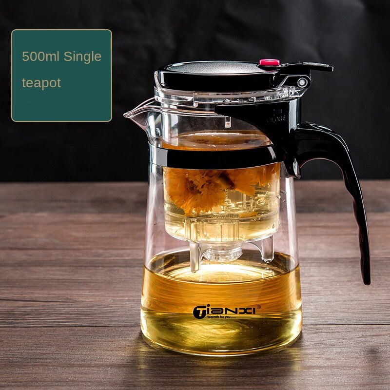 Bules de chá de vidro resistente ao calor bule de chá infusor chinês kung fu conjunto de chá chaleira fabricante de vidro de café escritório conjuntos de chá mj1013: 500ML