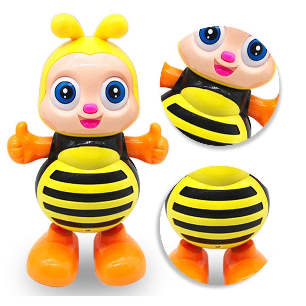 Robot Musical eléctrico de abeja de dibujos animados para baile, luz intermitente LED de baile, interactivo inteligente, Juguete Musical para mascotas