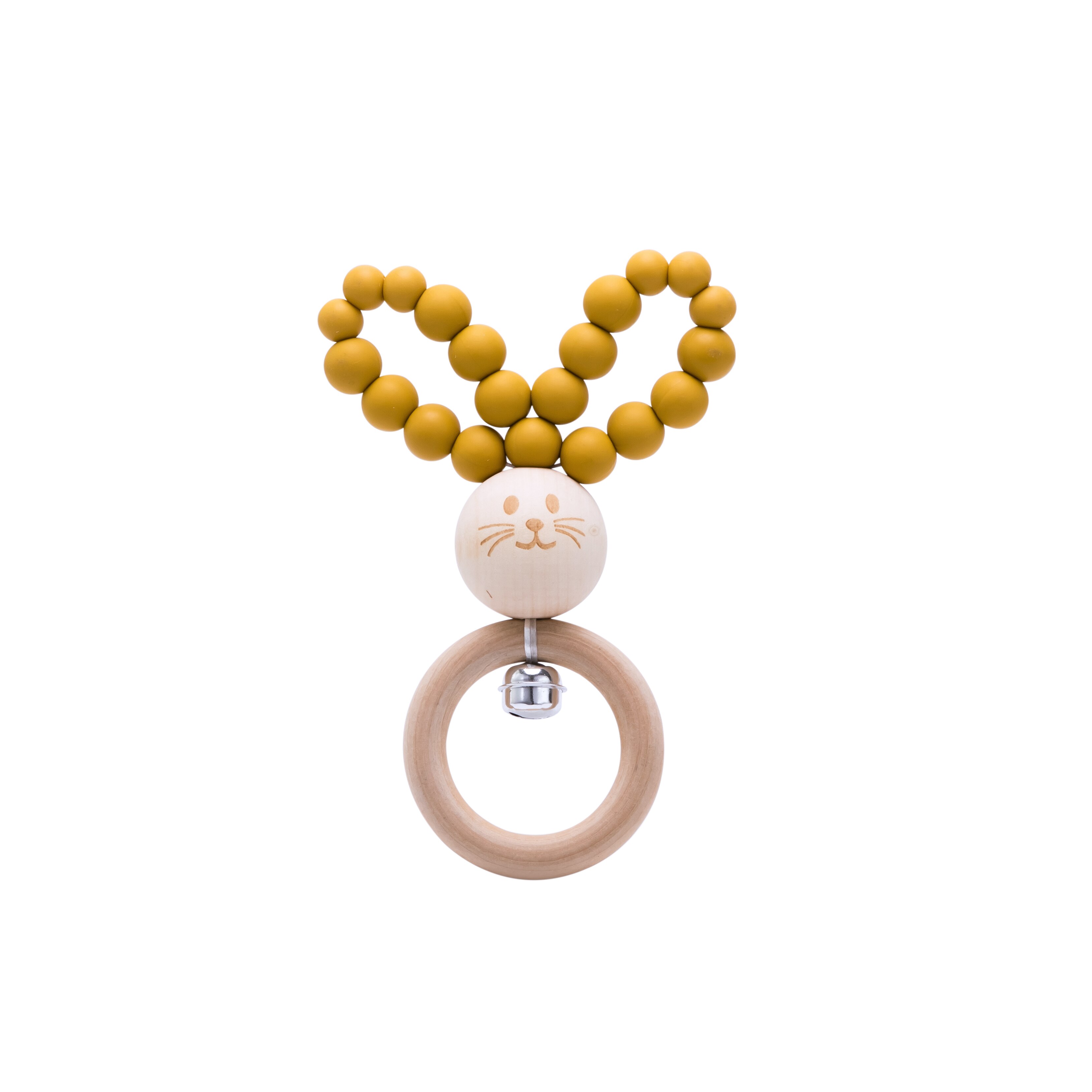 Houten Baby Bijtringen Bunny Beukenhout Rammelaars Tandjes Knaagdieren Tiny Staaf Baby Speelgoed Hanger Voor Pasgeboren Verpleging Kinderen Producten: Mustard yellow