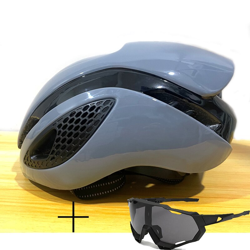 Unisex Aero Bicycle Helmet Air Integrally Road Bike Helment Mens Time-Trial Women Mountain Bike Safety Caps Riding Hats 54-60cm: Light Grey
