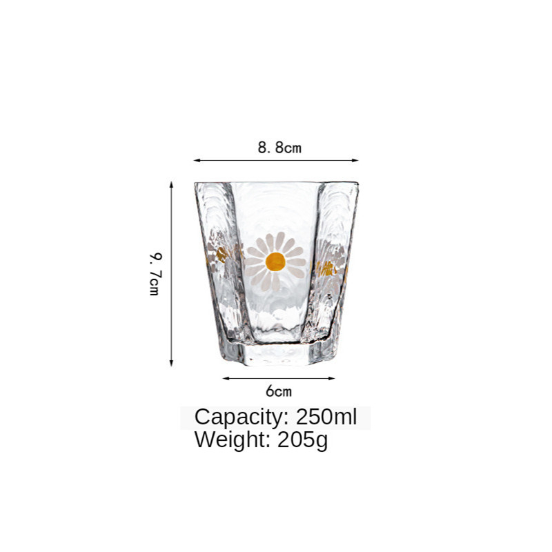 Hexagon shpae glas kop japansk stil hammer øje mønster guldkant champagne whisky vin glas husholdningsstænger glas vandglas