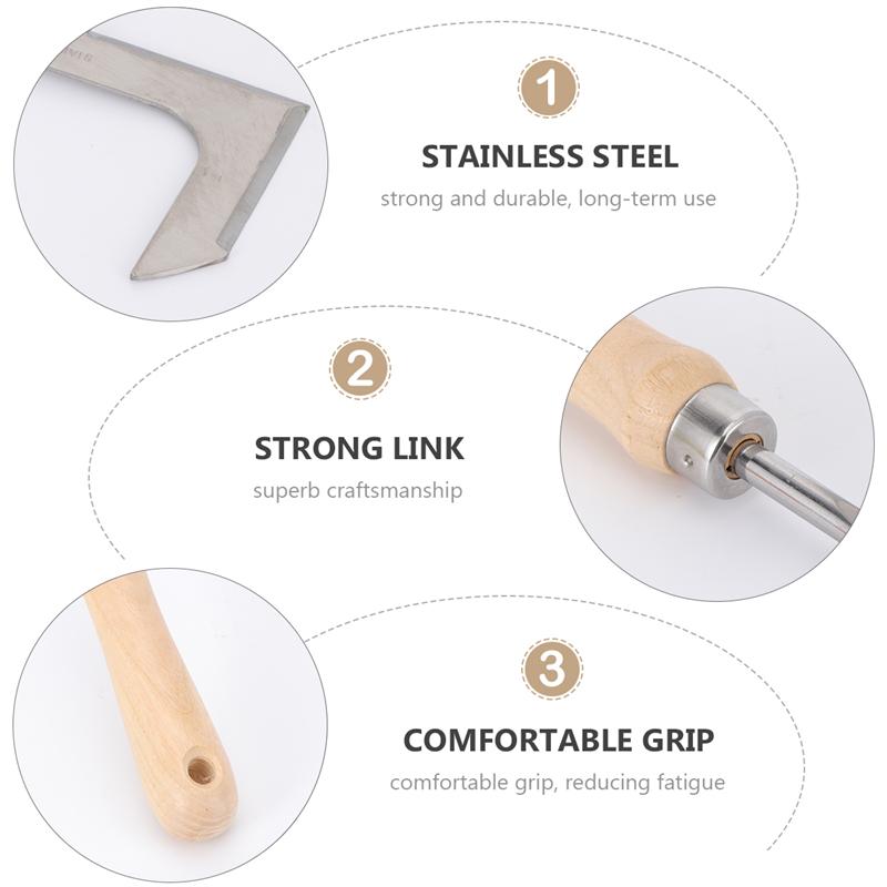 1Pc Rvs Wieden Sikkel Met Houten Handvat Handleiding Wieder Multipurpose Wortel Remover Tuinieren Tool Voor Thuis (Zilver)