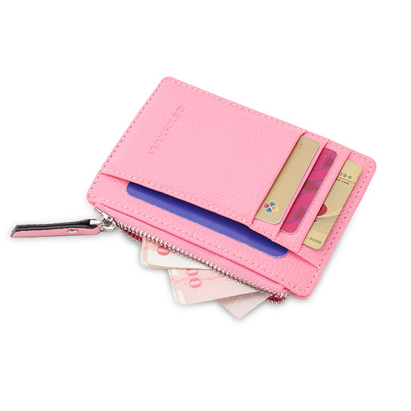 ! Hommes/femmes Mini porte-carte d'identité affaires crédit porte-carte en cuir PU mince porte-cartes de banque organisateur portefeuille: Pink