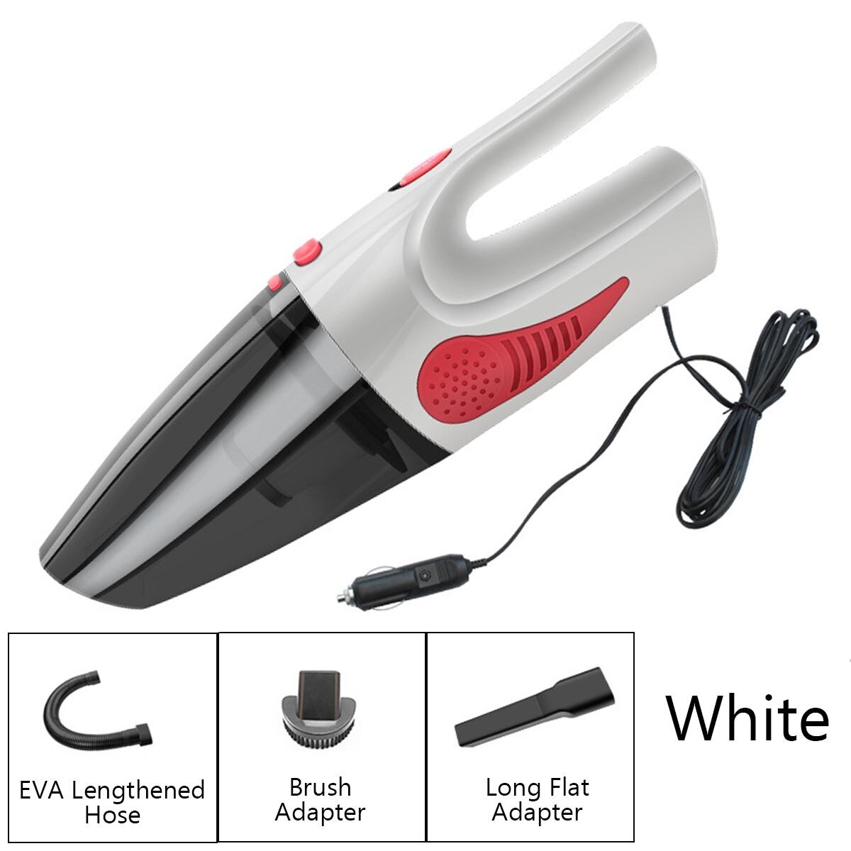 6500Pa Wireless/Wired Powerful Car Vacuum Cleaner Handheld 120W USB Cordless Wet&Dry Use Rechargeable Home Car Vacuum Cleaner: Wired White