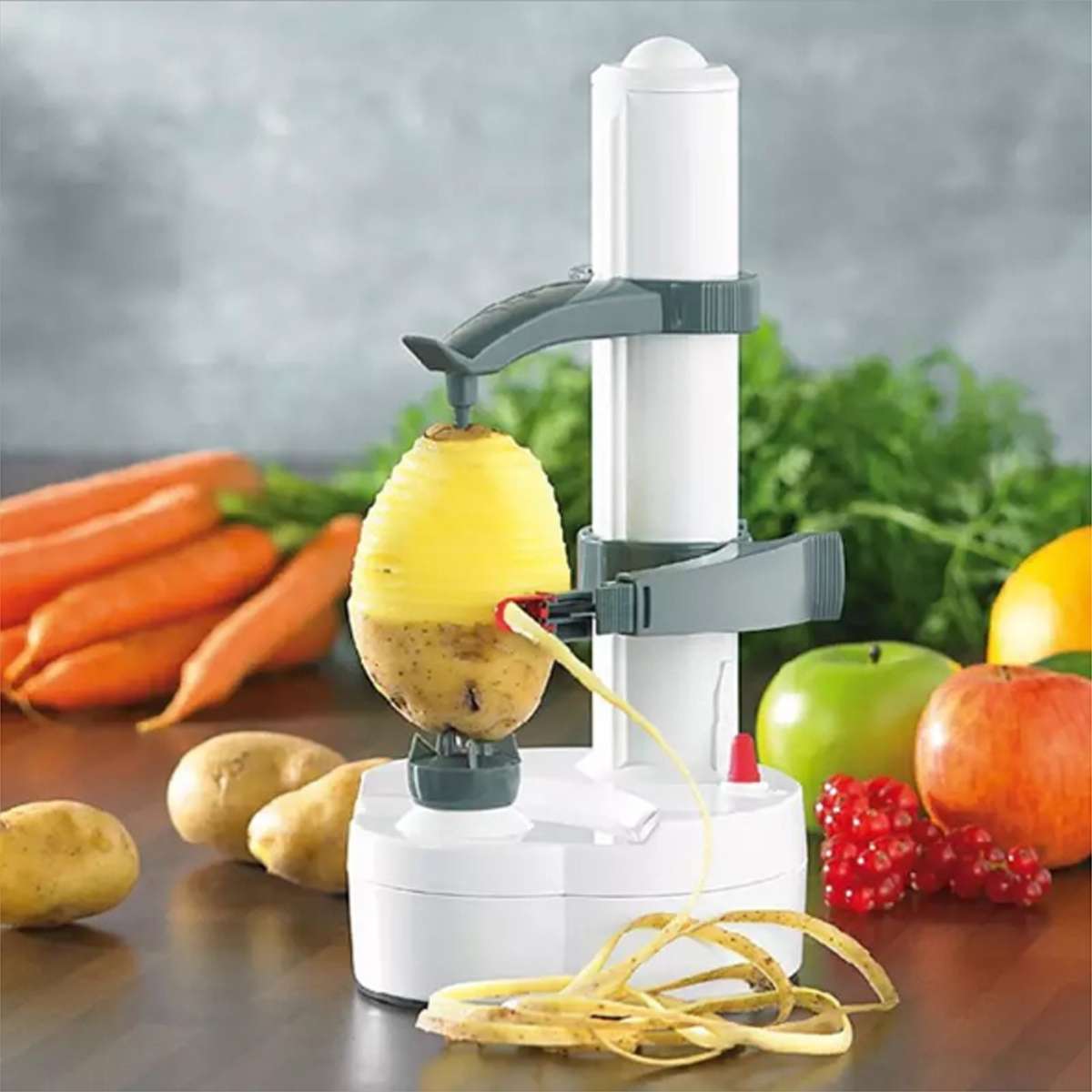 Elektrisk peeler til vegetabilsk frugt peeler køkkenværktøj med 3 knive automatisk rustfrit stål kartoffelskrælningsmaskine
