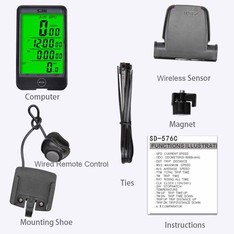 Sunding Wireless Cycling Computer Touch Screen Speedometer Bike Accessories Waterproof Bicycle Odometer Thermometer Stopwatch