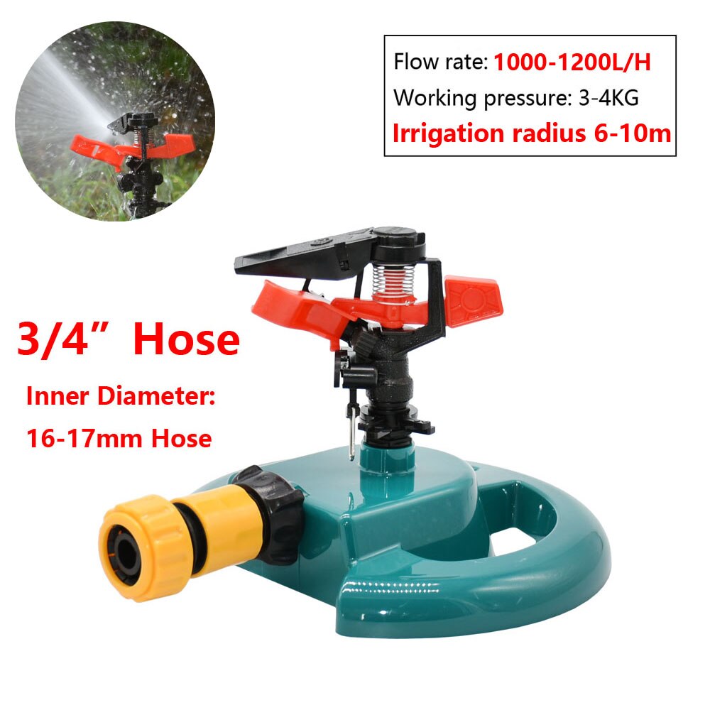 Garden Lawn Rotary Watering Sprinklers With Nozzle Support Automatic 360 Degrees Farm Rocker Sprinkler Irrigation Water: B x 3I4