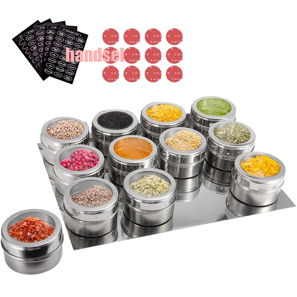 Magnetyczne słoiczki na przyprawy zestawy ze stali nierdzewnej przyprawy organizator, pieprz sitko robić przypraw pojemnik robić przechowywania z przyprawami etykiety robić kuchni