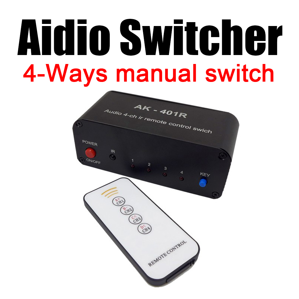 4-WEG-Stereo-Audio-Umschalter 4CH Audio IR-Fernbedienungsschalter AV-Audiosignal 4-in 1-out-Audioquellenschaltung FÜR CD-Player