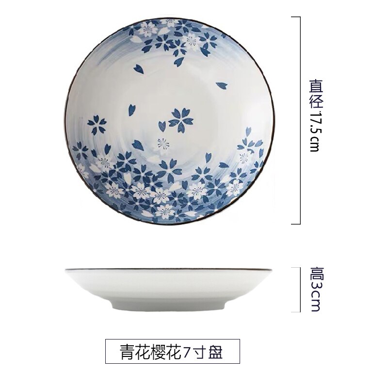 WHYOU 1piece 7inch Cermic Serving Western Food Steak Plate Breakfast Dish Japanese-Style Kitchen Supplies Tableware: h 7inch 1piece