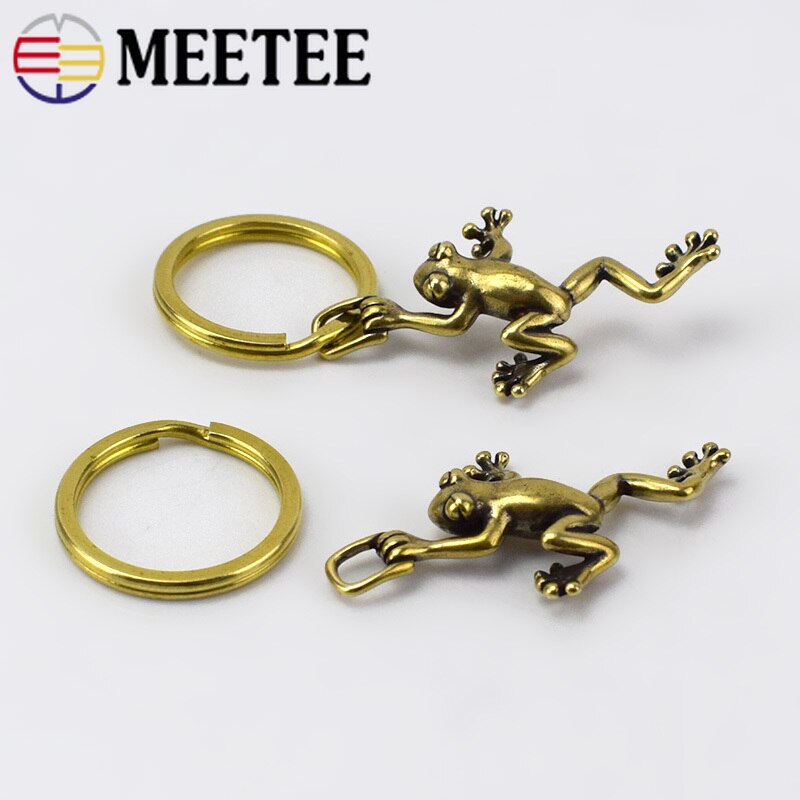2pcs Eco-Friendly Retro Solid Brass Frog Keychain Hooks Wallet Chain Belt Buckle For Women Men Keyring Pendant Christmas