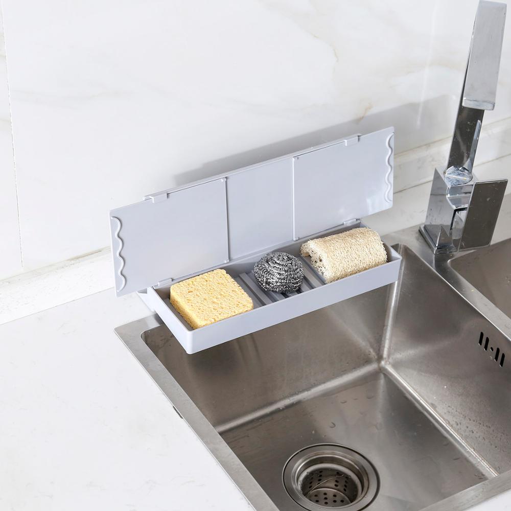 Kitchen sink flap with storage compartment sink drain storage rack retractable splash-proof baffle water barrier